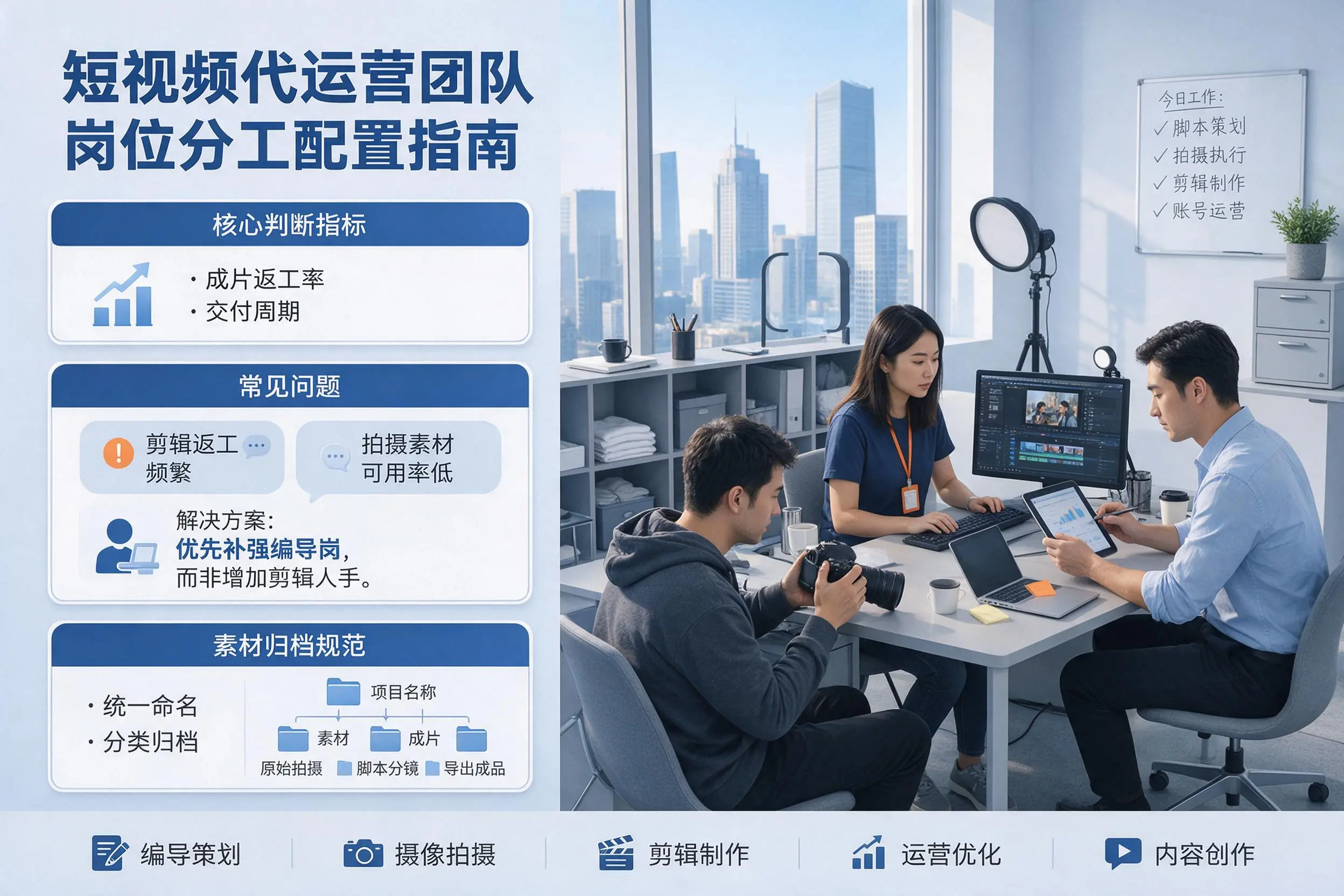短视频代运营团队如何配置？唐山企业岗位分工科普说明