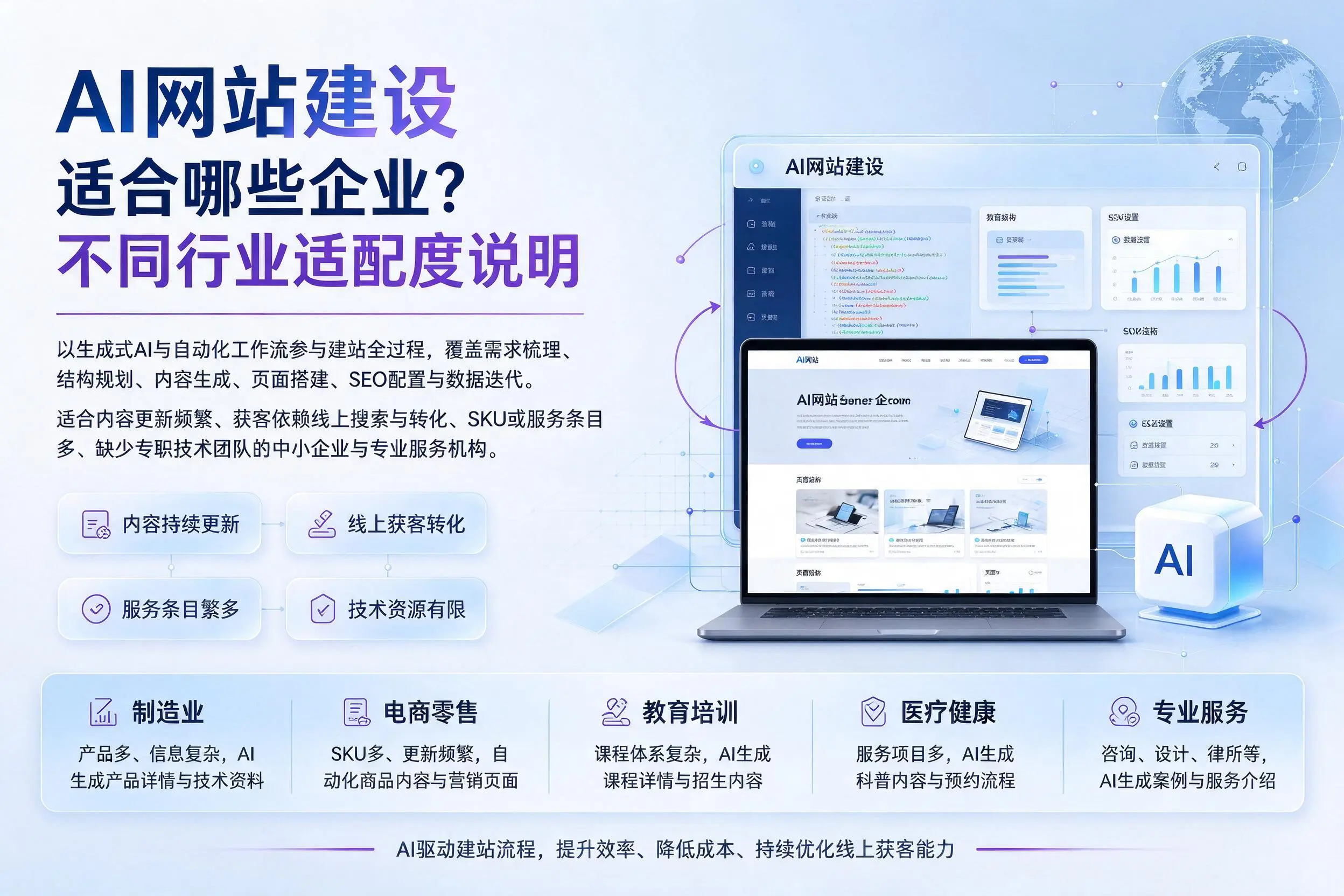 AI网站建设适合哪些企业？唐山不同行业适配度说明